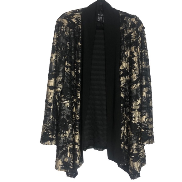 Frank Lyman Black & Gold Ruffle Open Front Cardigan, size 20 - Picture 2 of 11